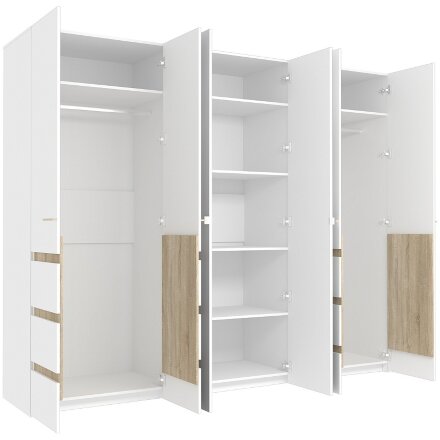 Шкаф для одежды и белья 6-створчатый 7 Анона, Белый 
