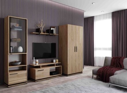 Пенал со стеклом Модена МШ-3, гикори-венге 